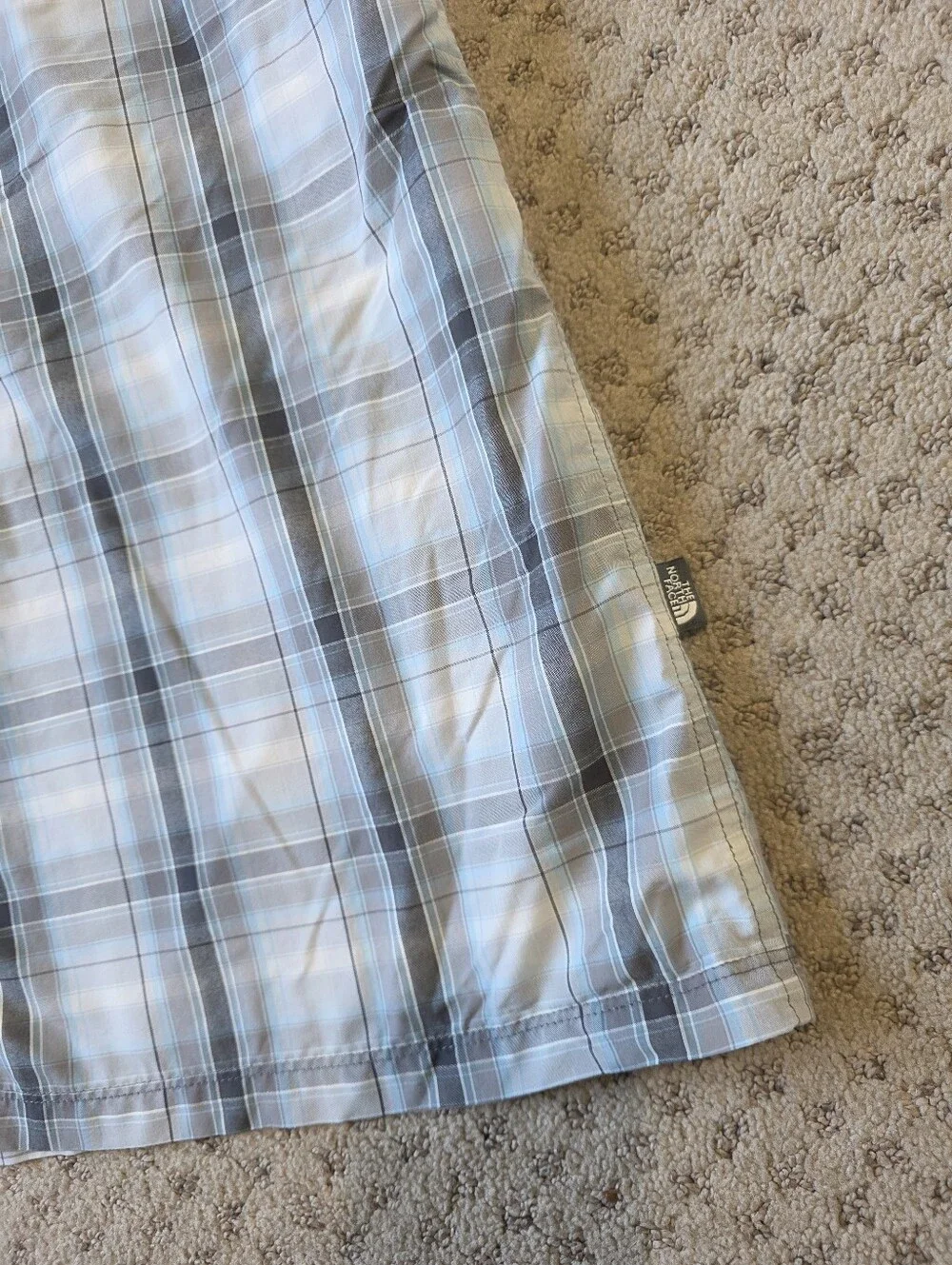The North Face Men's Blue Plaid Short-Sleeve Button-Down Shirt